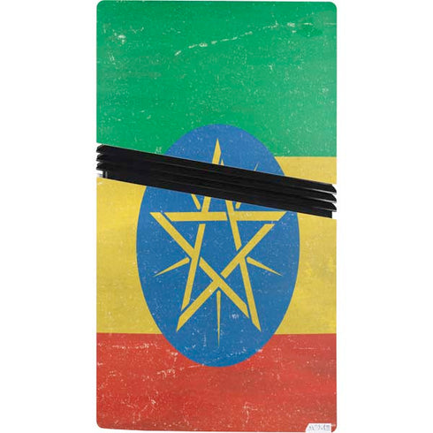 Ethiopia Flag Distressed PS5 Pro Bundle Skin